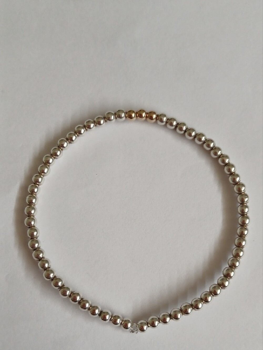 14k Solid Gold Sterling Silver 925 Beaded Bracelet Dainty And Classic - Picture 2 of 3